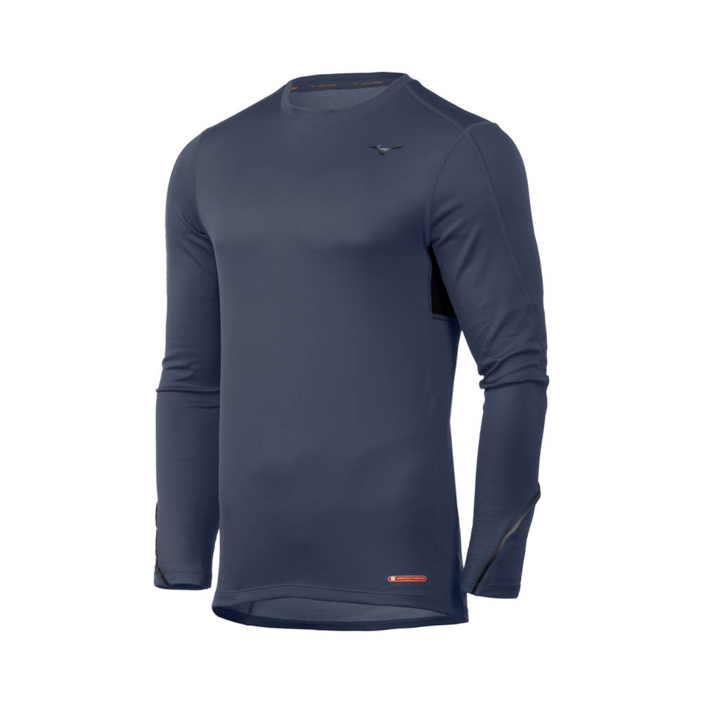 Mizuno Breath Thermo® Long Sleeve Férfi Base Layer Sötétkék/Fekete ZQY074613